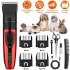 Pet Grooming Kit Rechargeable Cordless Dog Grooming Clippers Low Noise Electric Dog Trimmer Shaver Hair Cutter w/ 4 Guide Combs Scissors Oil