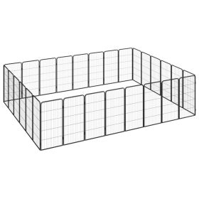 28-Panel Dog Playpen Black 19.7"x39.4" Powder-coated Steel