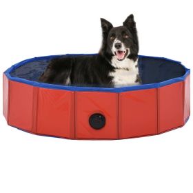 Foldable Dog Swimming Pool Red 31.5"x7.9" PVC