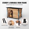 VEVOR Outdoor Dog House, Waterproof Insulated Dog House with Elevated Floor, Anti-Bite Wood Dog House Outdoor Iron Frame, Open Roof, for Medium to Lar