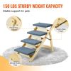 VEVOR Wood Pet Stairs/Pet Steps, 2-in-1 Foldable Wooden Dog Stair for Beds, Sofa and Cars, Dog Stairs & Ramp with 4 Steps for Small Medium Large Pet,