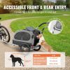 VEVOR Dog Bike Trailer, Supports up to 88 lbs, 2-in-1 Pet Stroller Cart Bicycle Carrier, Easy Folding Cart Frame with Quick Release Wheels, Universal