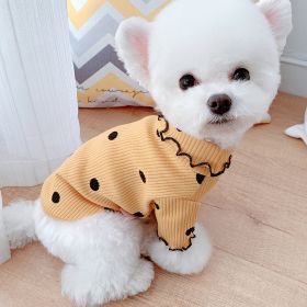 Dot turtleneck dog bottoming shirt (Option: Yellow-XS)