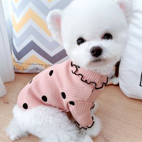 Dot turtleneck dog bottoming shirt (Option: Pink-XS)